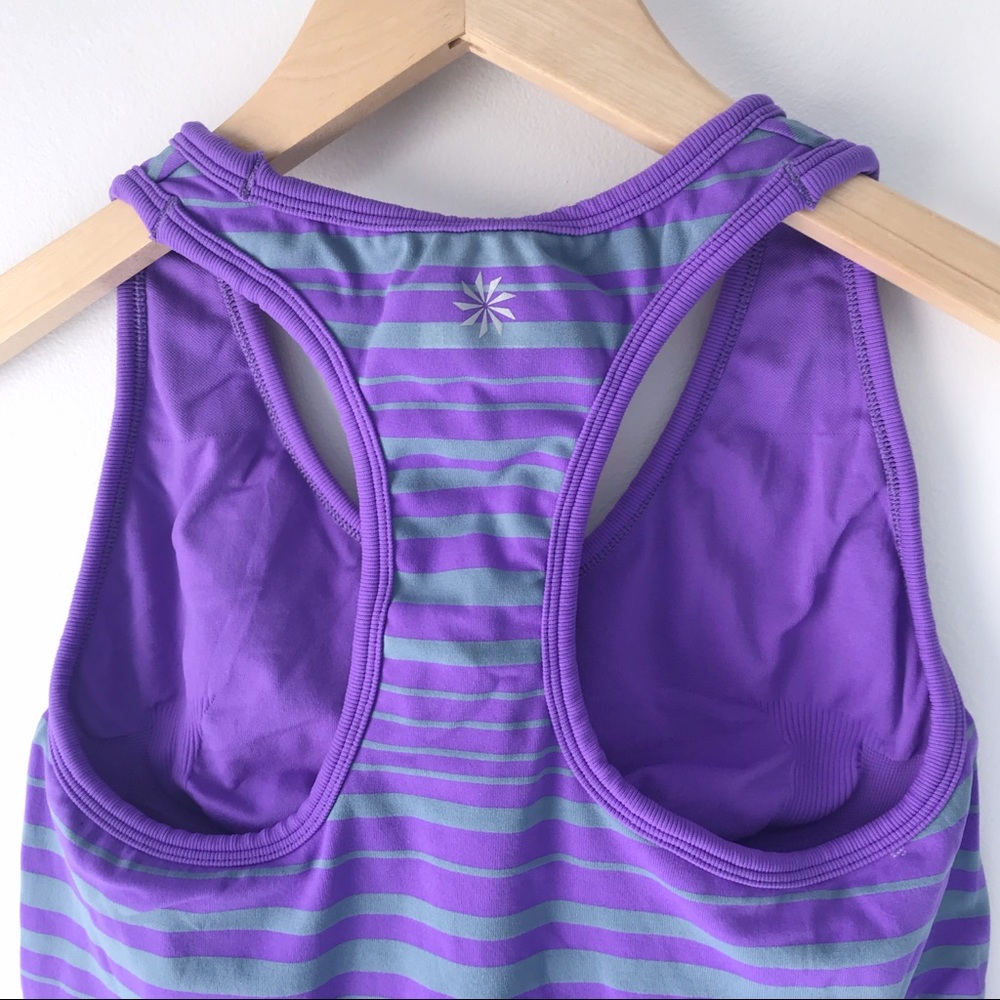Athleta Neon Stripe Racerback Tank Top Purple Sm - Picture 1 of 6